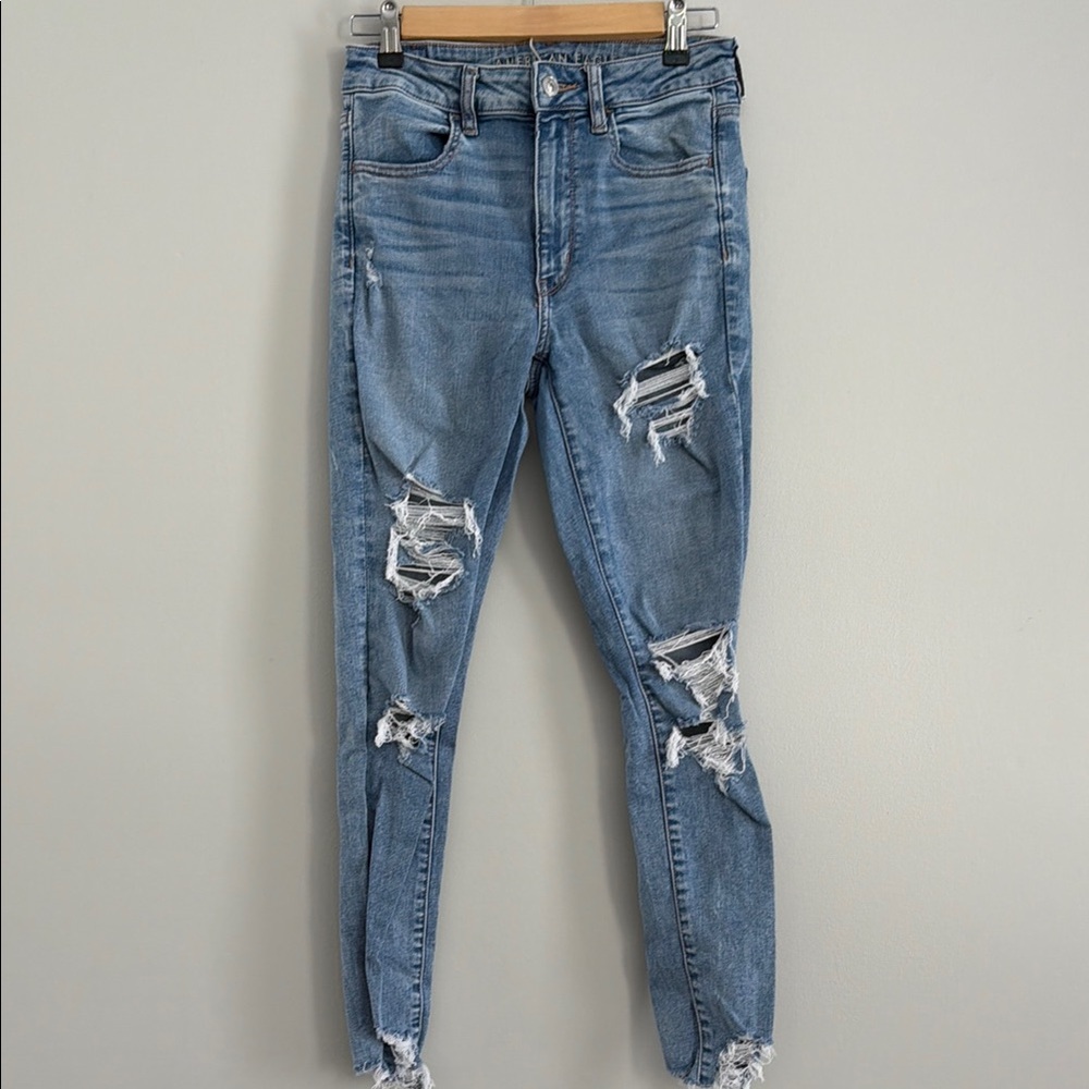 Distressed Skinny Women Jeans - Light Blue